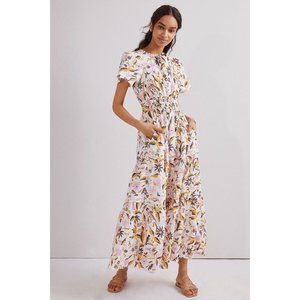NWOT Anthropologie The Somerset Maxi Dress L White Pink Floral HTF 100% Cotton